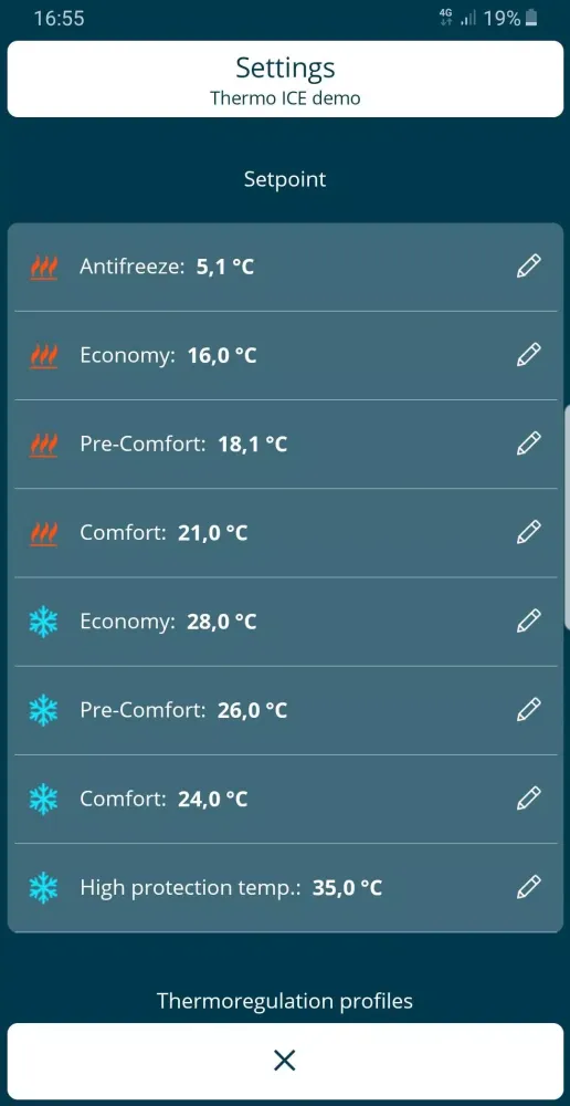 Capturas de tela do Thermo ICE 2.0