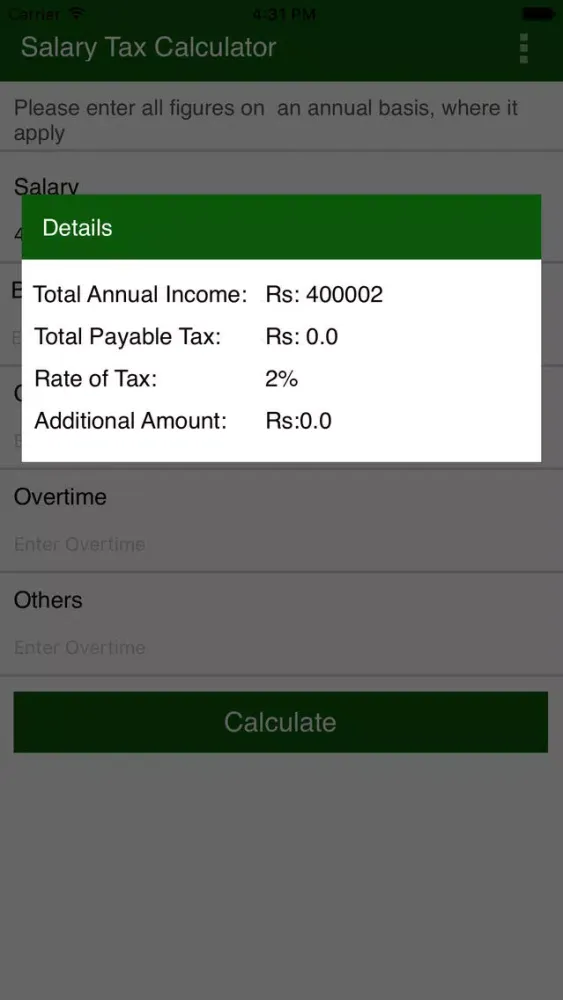 Capturas de pantalla de Salary Tax Calculator Pakistan