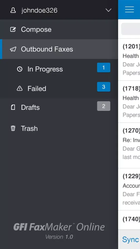 GFI FaxMaker Online Mobile App Screenshots