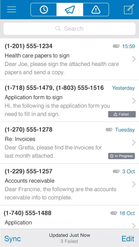 GFI FaxMaker Online Mobile App Screenshots