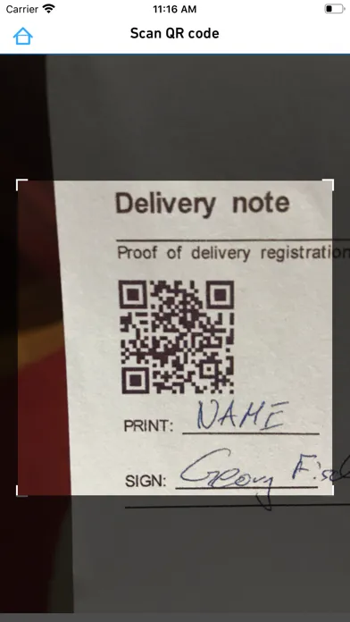 Screenshot di GF Proof of Delivery