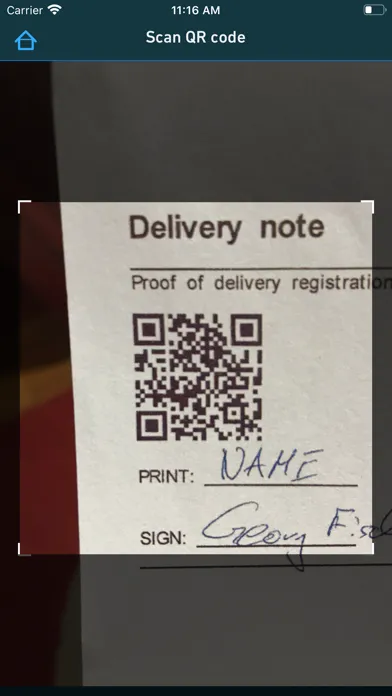 Screenshot di GF Proof of Delivery