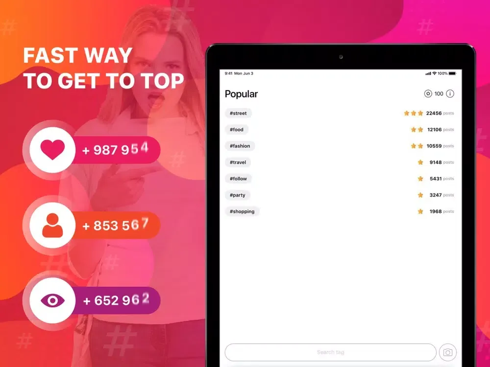 تصاویر All Likes: get top hashtags + iPad 