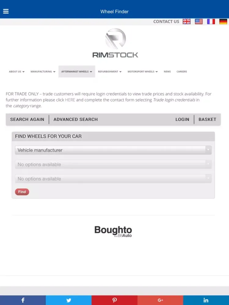 Capturas de tela do FindMyWheels App - Rimstock iPad 