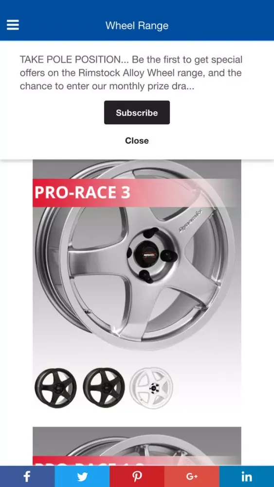Capturas de tela do FindMyWheels App - Rimstock