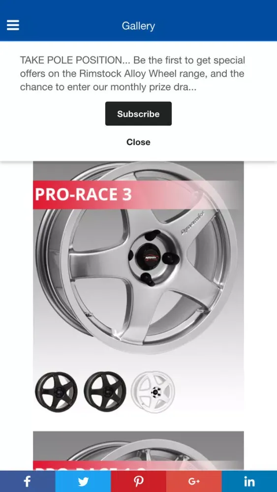 Capturas de tela do FindMyWheels App - Rimstock