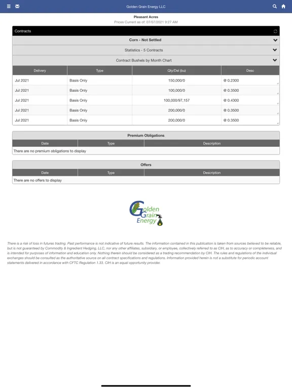 Golden Grain Energy, LLC iPad  Screenshots