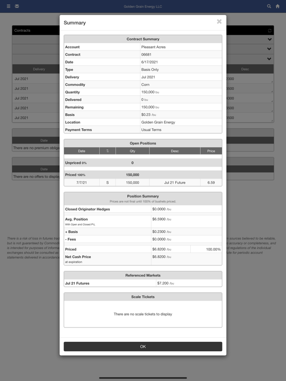 Tangkapan layar Golden Grain Energy, LLC iPad 