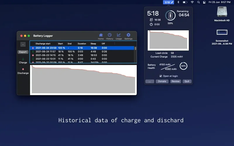 Ảnh chụp màn hình của Battery Logger