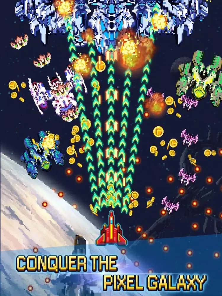 Capturas de tela do Pixel Shooter: Sky Force War - Spacecraft Attack iPad 