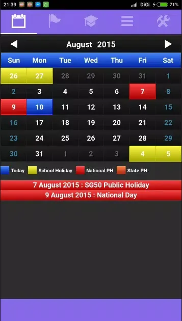 Singapore Calendar स्क्रीनशॉट