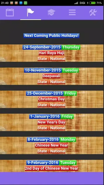 Singapore Calendar स्क्रीनशॉट