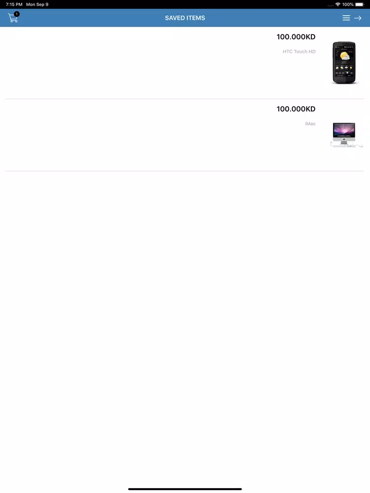 Tangkapan layar gharaib-home iPad 