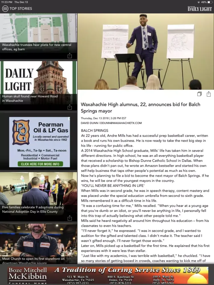 ภาพหน้าจอของ Daily Light - Waxahachie, TX iPad 