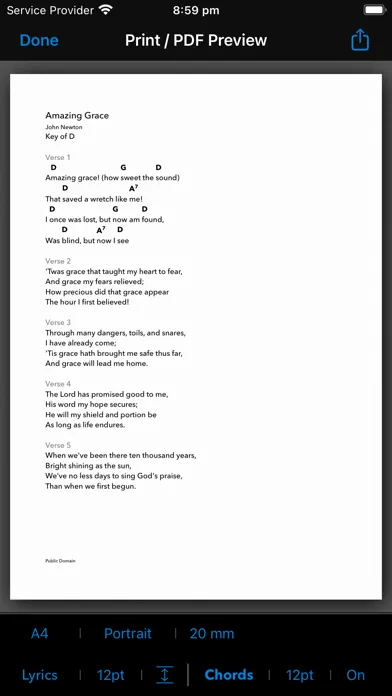 ภาพหน้าจอของ SongSheet Pro School Edition