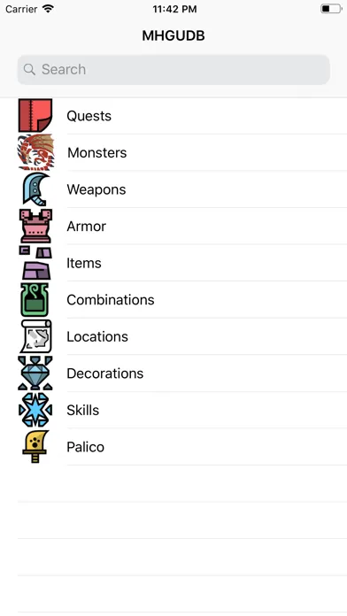 Tangkapan layar MHGU Database