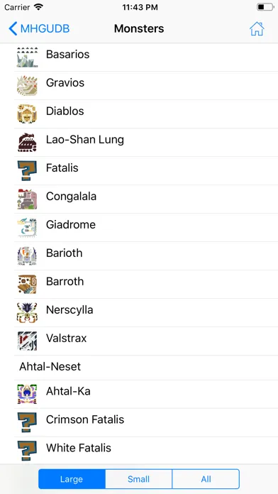 Tangkapan layar MHGU Database