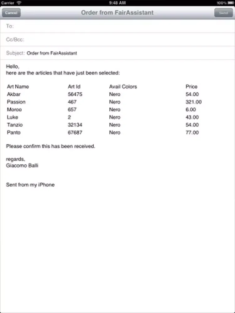 Fair Assistant - The app to take client orders during fairs and exhibits iPad  스크린샷