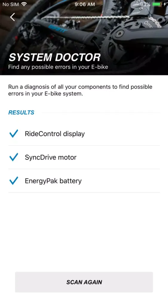RideControl e-bike app Ekran Görüntüleri