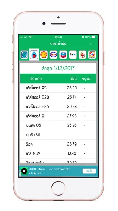 Tangkapan layar ราคาน้ำมันวันนี้ - Today Oil