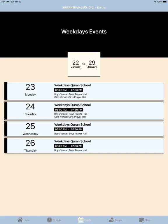 Suwanee Masjid App iPad  Screenshots