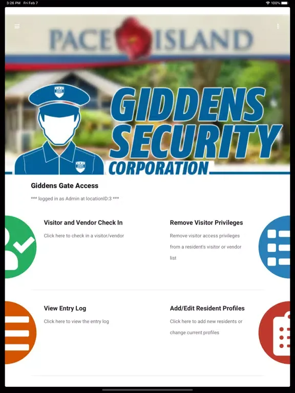 Ảnh chụp màn hình của Giddens Gate Access iPad 