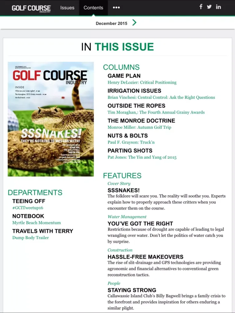 Capturas de tela do GCI - Golf Course Industry iPad 