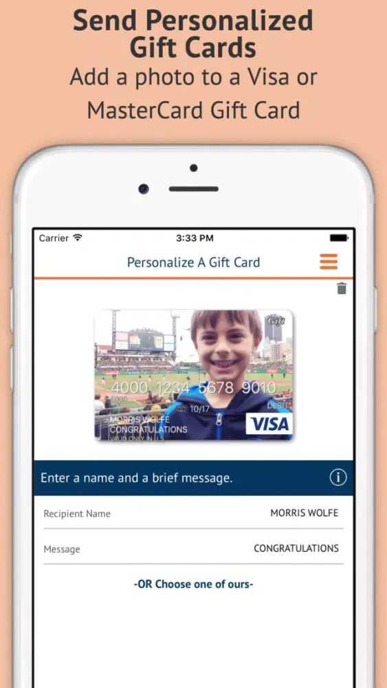Ảnh chụp màn hình của Buy Personalized Gift Cards
