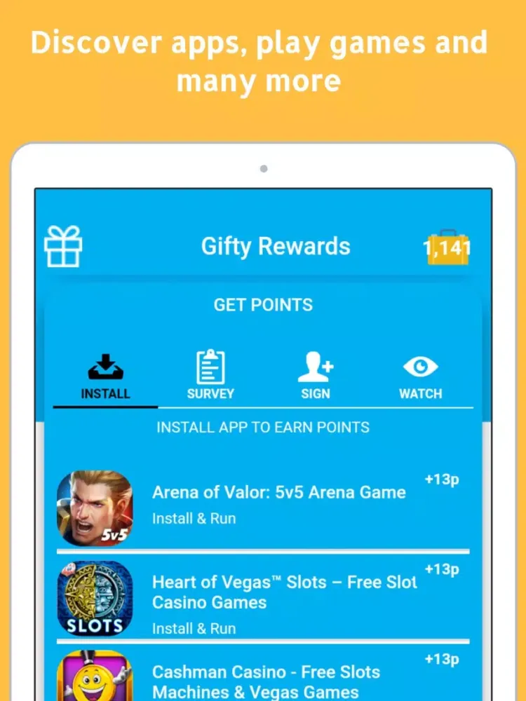 GiftyRewards iPad  Screenshots