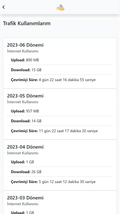 Capturas de tela do Giganet Telekom
