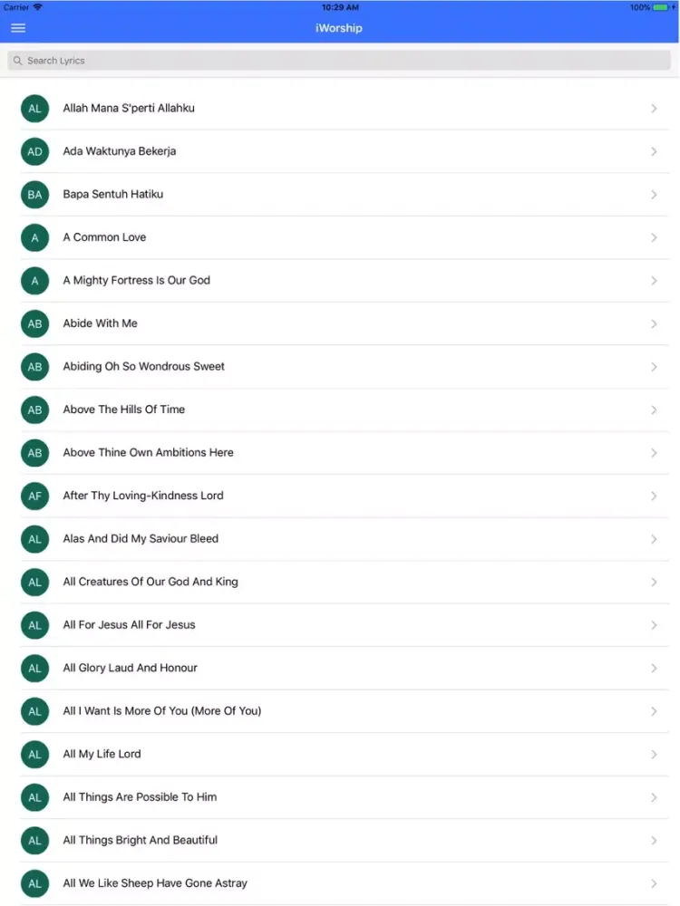 iWorship iPad  Screenshots