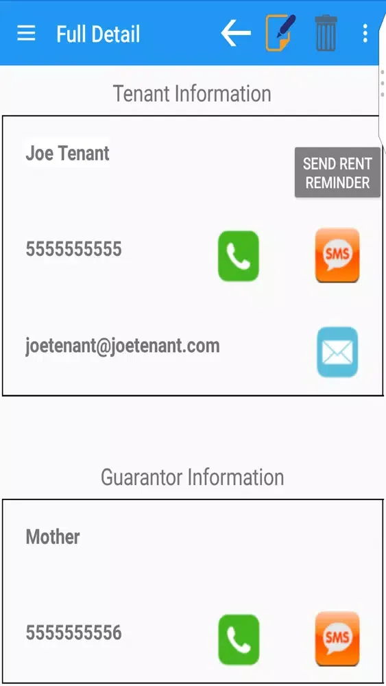 ภาพหน้าจอของ Tenant Connect App