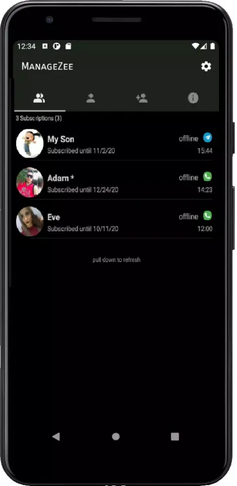 Ảnh chụp màn hình của ManageZee Online State Notify