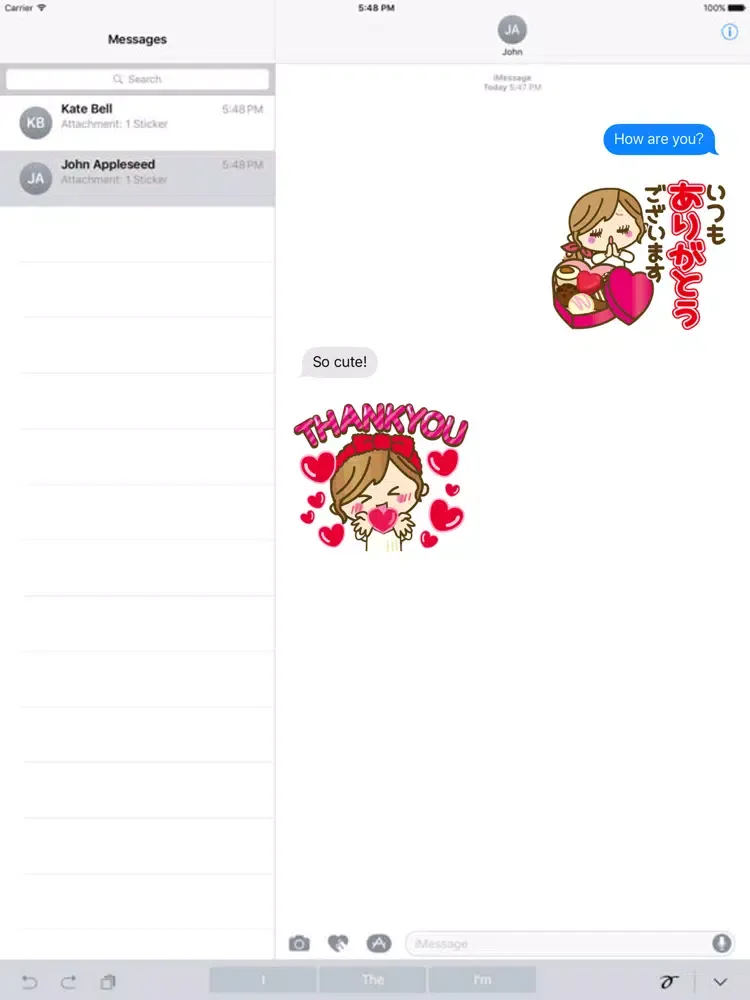 Heart is cute love sticker iPad 應用截圖