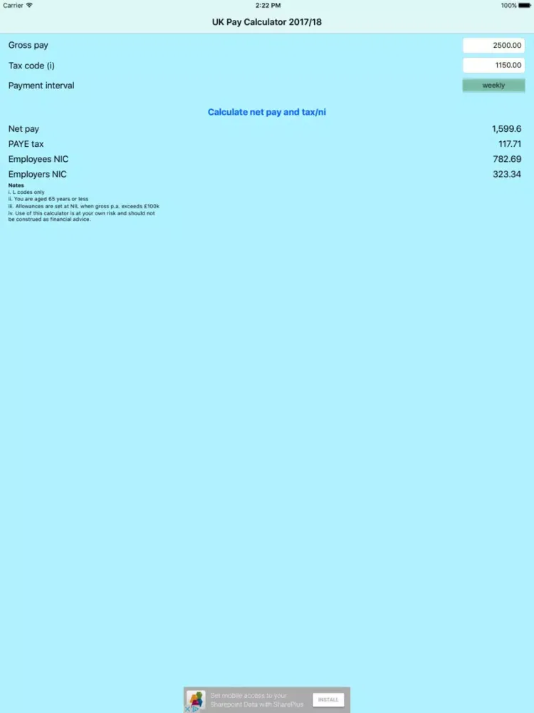Captures d'écran de UKpay - a simple UK salary calculator 2017/18 iPad 