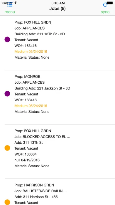 Zrzuty ekranu iMultifamily Work Order v2
