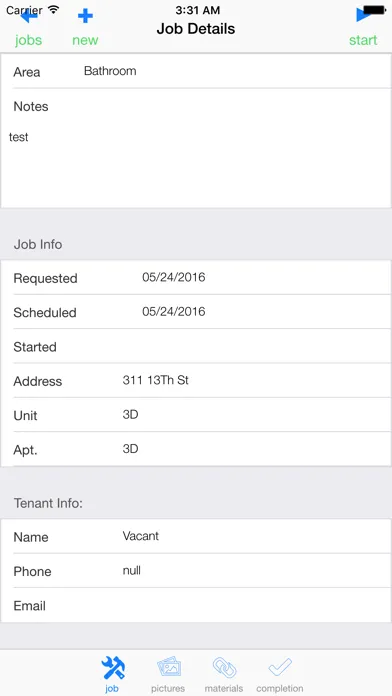 Zrzuty ekranu iMultifamily Work Order v2