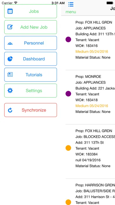 Zrzuty ekranu iMultifamily Work Order v2