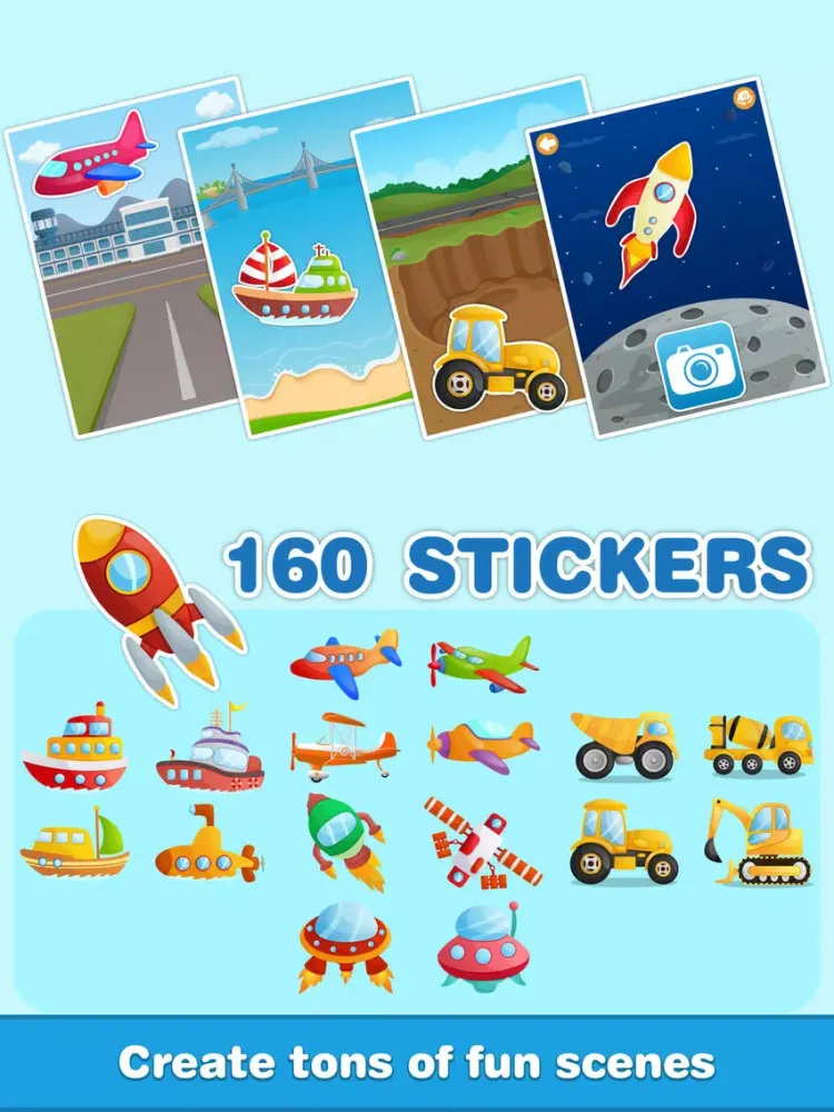 Zrzuty ekranu Design a Scene: Vehicles Free - Trucks and Things That Go Sticker Pad for Kids iPad 