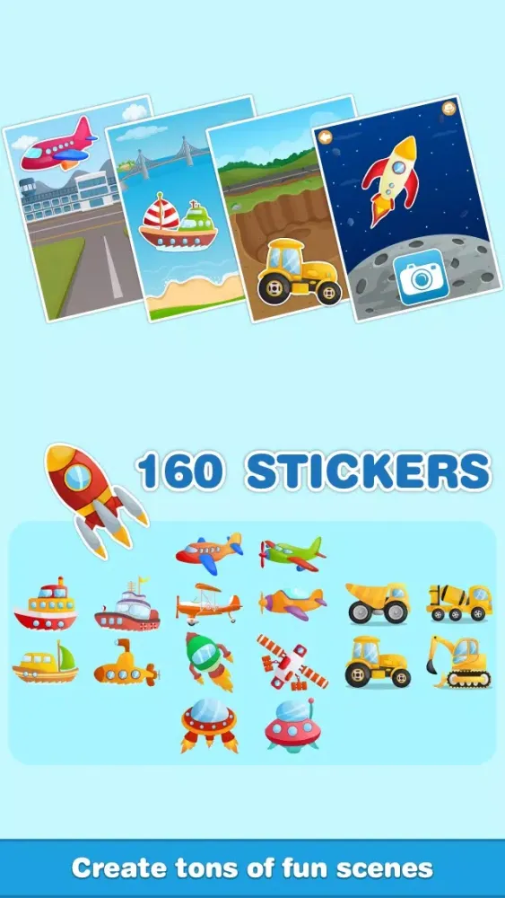 Zrzuty ekranu Design a Scene: Vehicles Free - Trucks and Things That Go Sticker Pad for Kids