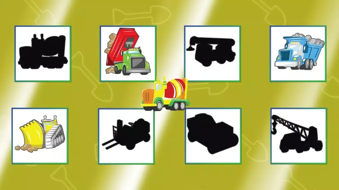 Trucks Cars Diggers Trains and Shadows Shape Puzzles for Kids スクリーンショット
