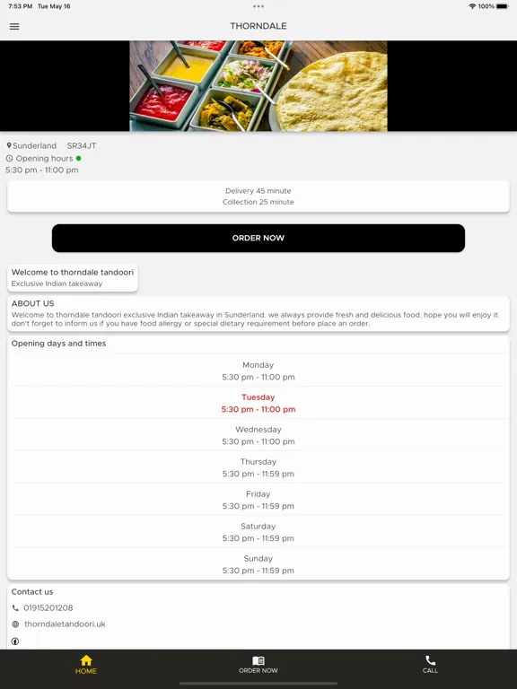 Thorndale Tandoori Takeaway iPad 應用截圖