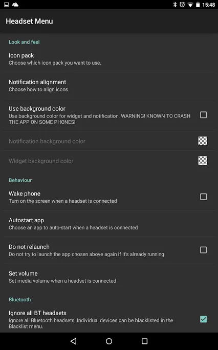 Captures d'écran de Headset Menu