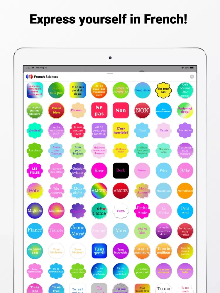 French Stickers for iMessage iPad  Screenshots