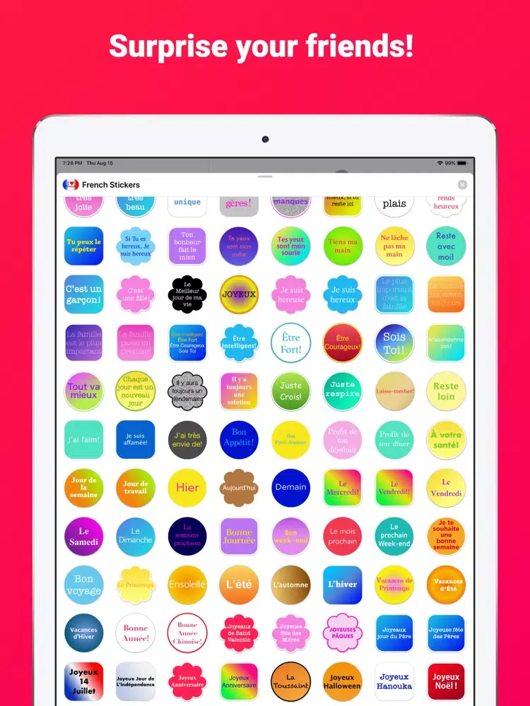 French Stickers for iMessage iPad  Screenshots