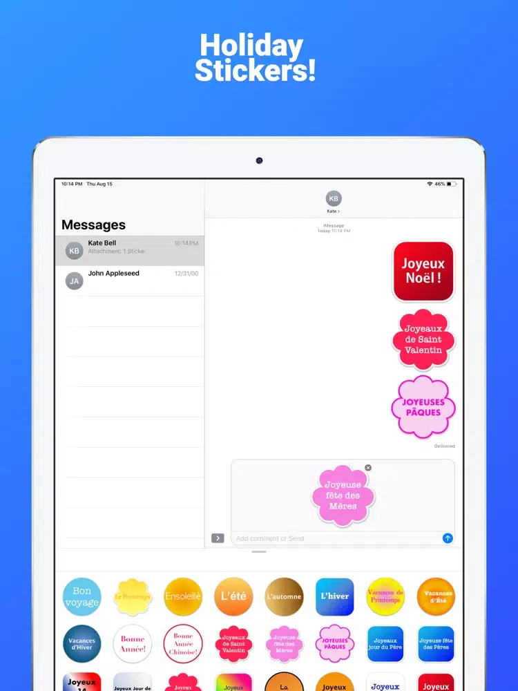French Stickers for iMessage iPad  Screenshots