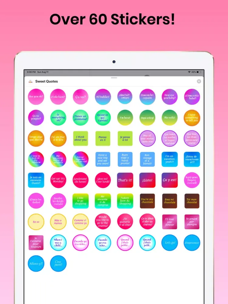 Tangkapan layar Sweet Quotes for iMessage iPad 