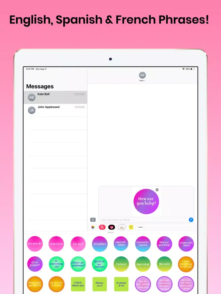 Tangkapan layar Sweet Quotes for iMessage iPad 