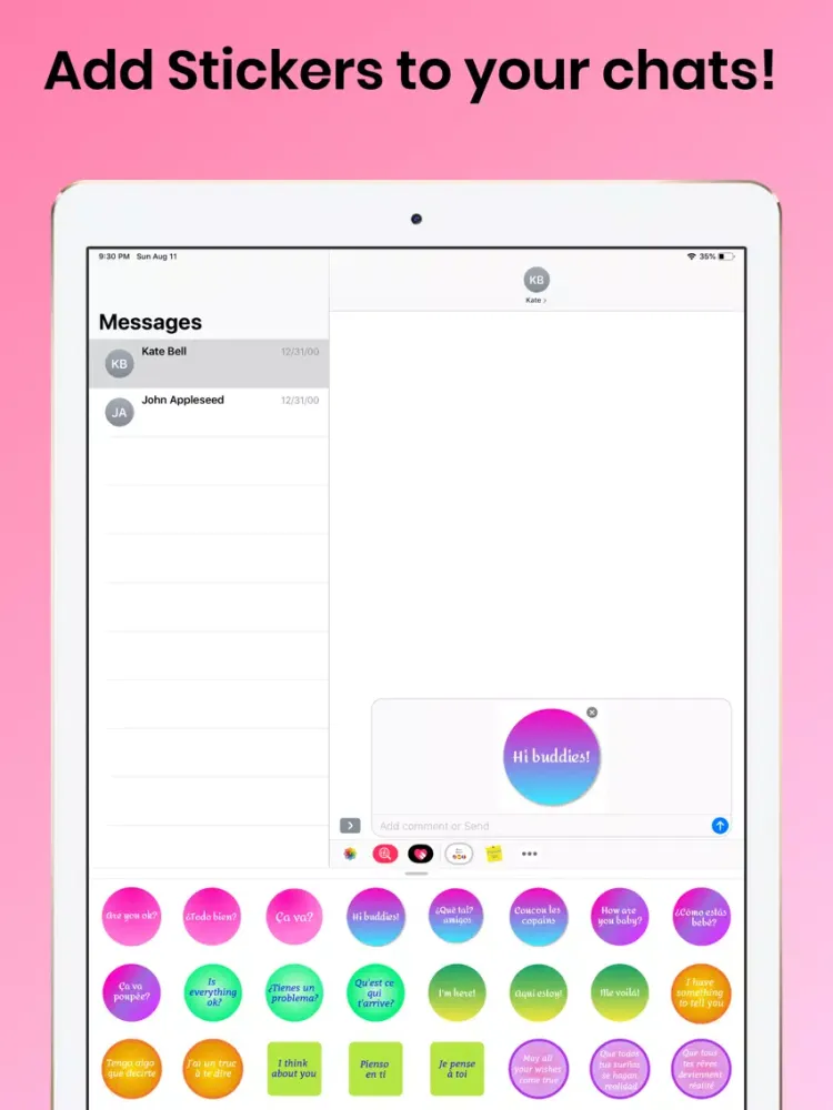 Tangkapan layar Sweet Quotes for iMessage iPad 