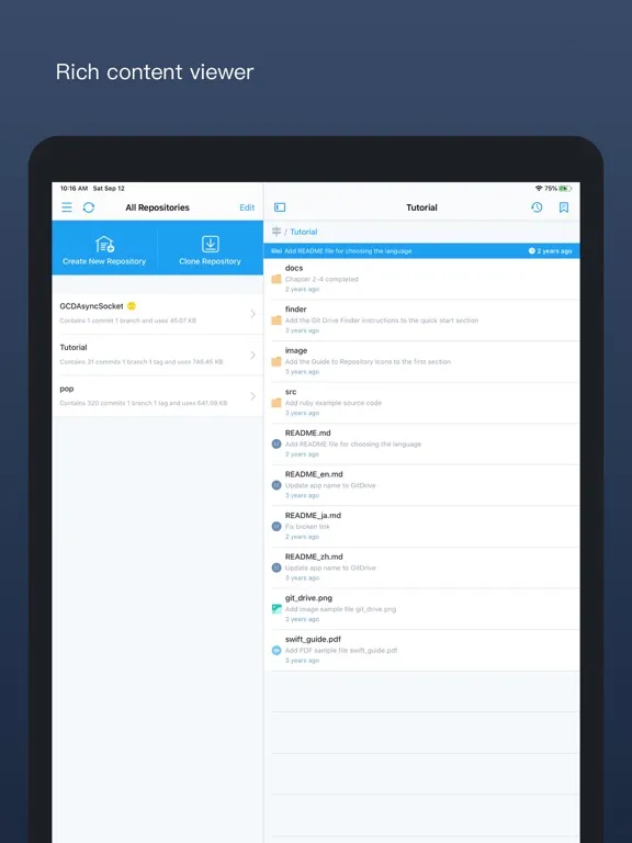 GitDrive - Git client & server iPad 应用截图